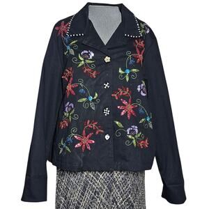 Black Sequin Embellished Blazer Jacket Size XL